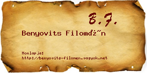 Benyovits Filomén névjegykártya